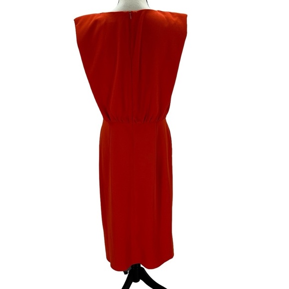 Donna Morgan Sleeveless Round Neck Blouson Bodice Midi Dress - Orange - size 10 - Picture 3 of 7